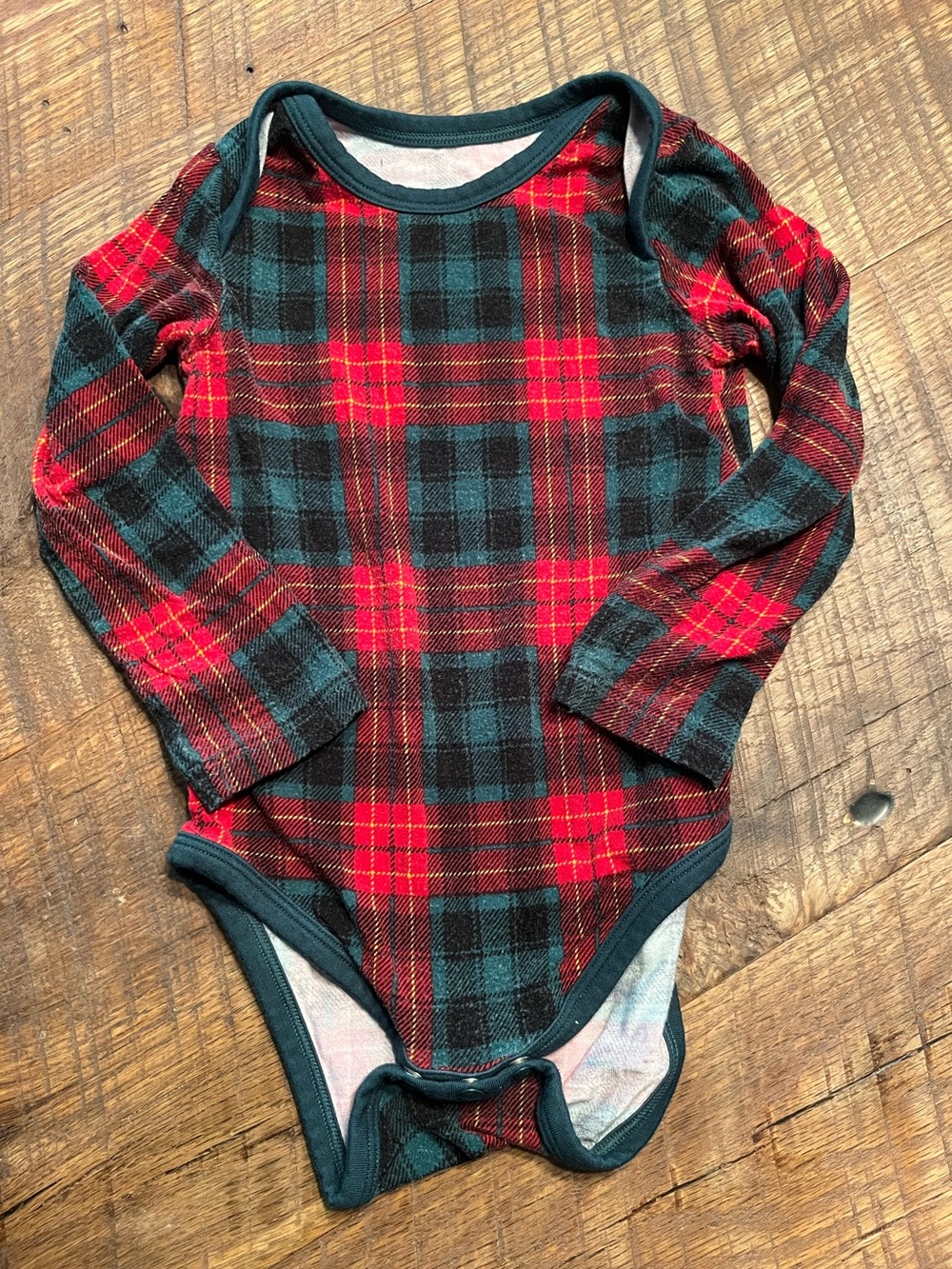 Little Sleepies Plaid Long-Sleeve Baby One-Piece Bodysuit - Red & Green
